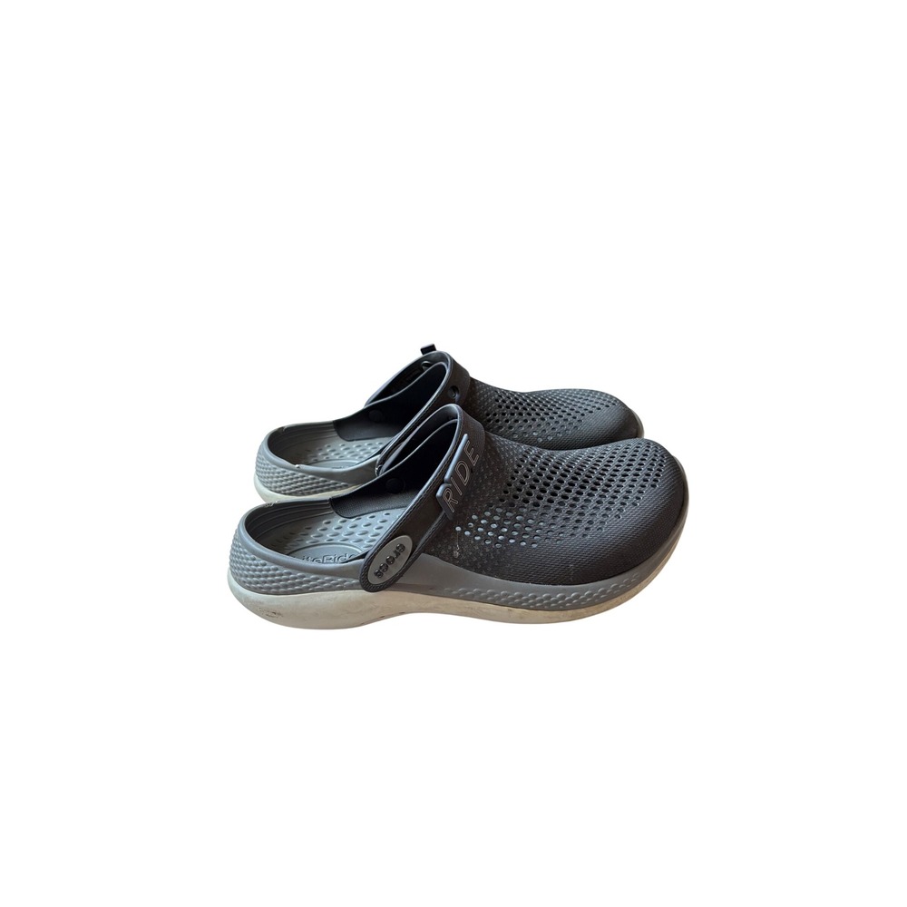 Crocs LiteRide Clogs Charcoal Gray White Mens 6 Womens 8 Slip On Shoes 204592